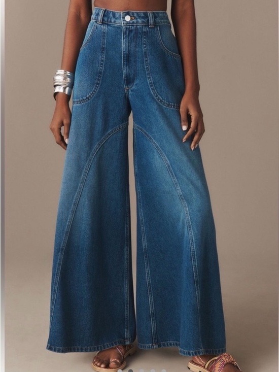 Pilcro Denim - Pilcro Wide-Leg High-Rise Jeans — Blue Denim